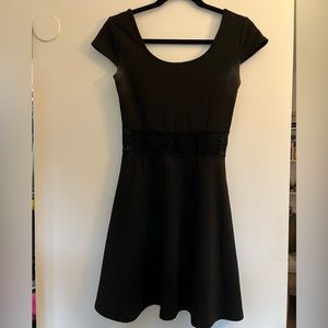 Xhilaration Black Short-Sleeve Skater Dress with cutout (XS)